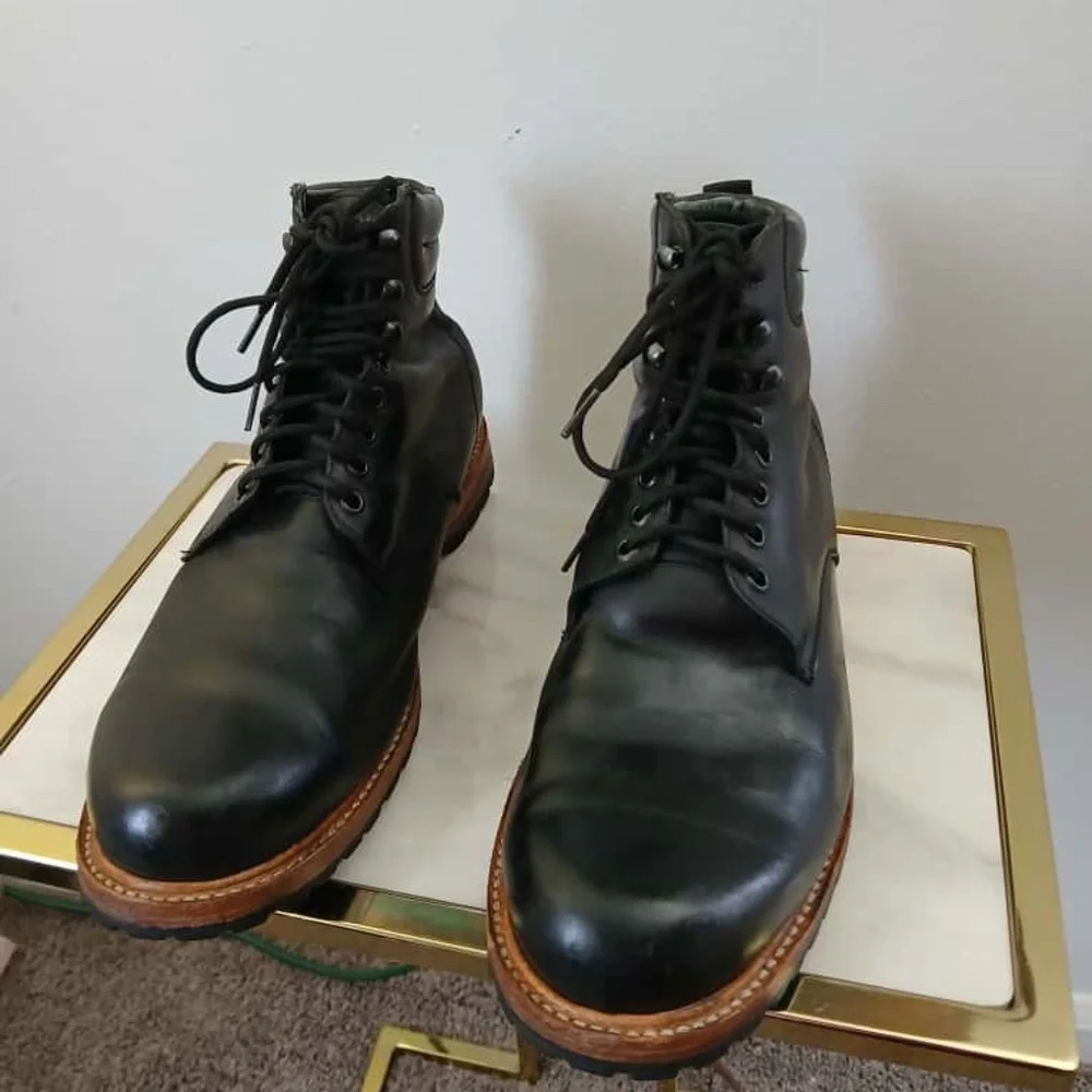 Goodyear Welt All Leather Black Boots with Brown Soles. Size 11.5.